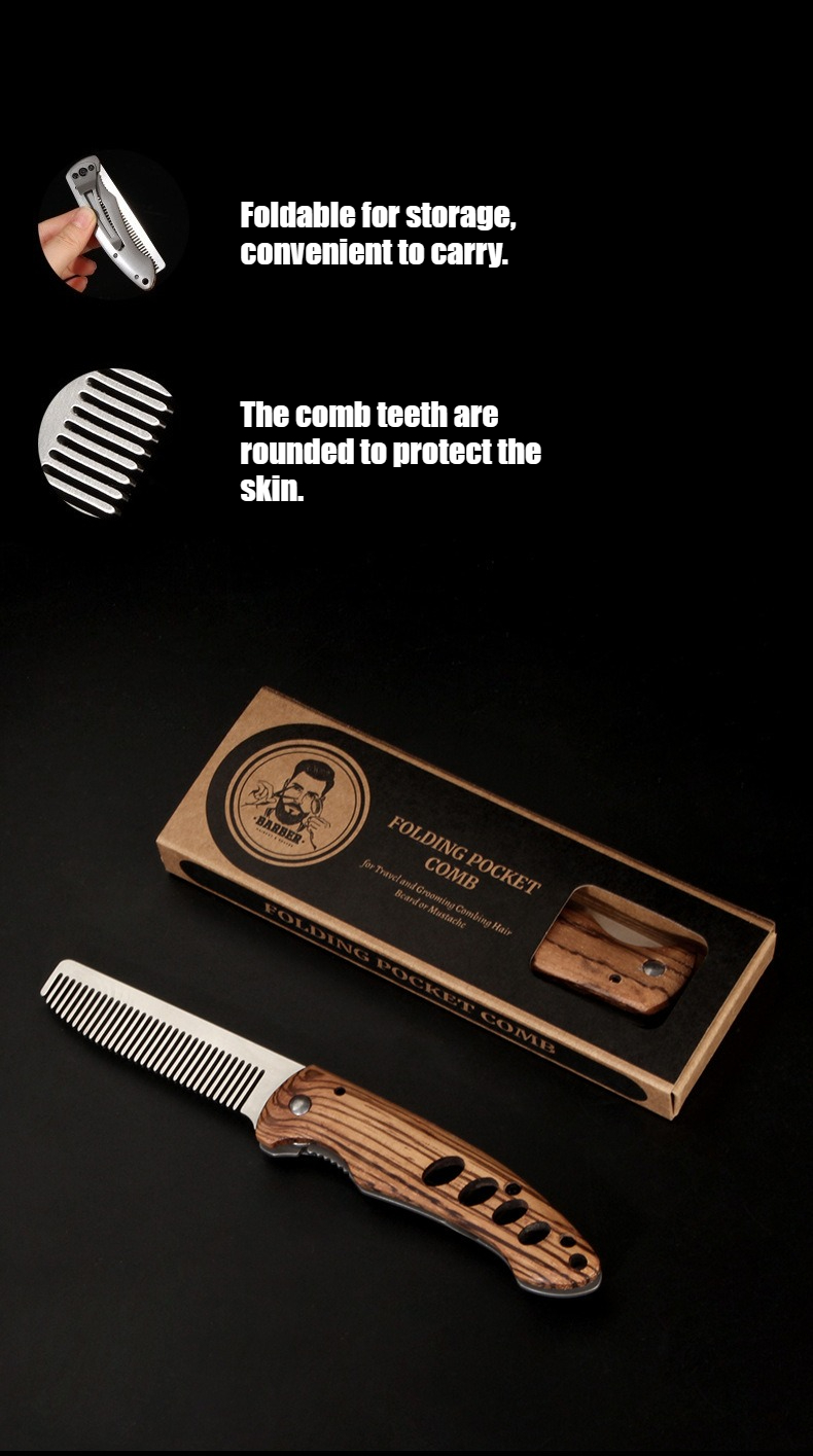 Vouwbare baardkam van massief  - Mens Grooming Travel Kit recensie en prijs